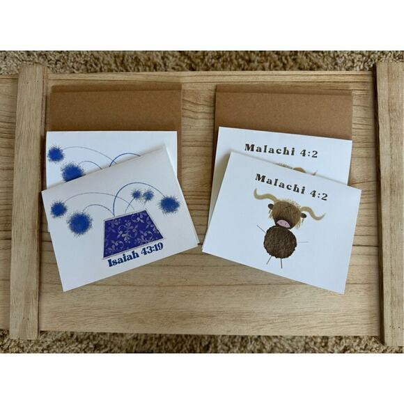 Greeting Cards Set of 4 Encouragement Gift Christian Bible Verse Custom Art - Picture 1 of 5